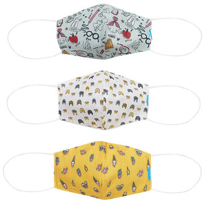 Welspun 2Ply Reusable Face Mask 100% Cotton Face Mask-Yellow/Grey/Tea