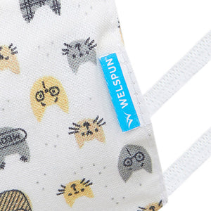 Welspun 2Ply Reusable Face Mask 100% Cotton Face Mask-Yellow/Grey/Tea