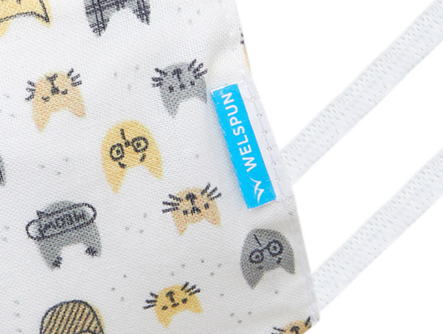 Welspun 2Ply Reusable Face Mask 100% Cotton Face Mask-Yellow/Grey/Tea