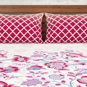 Floral Pink 100% Cotton Queen Fitted Sheet - Atrium By Spaces