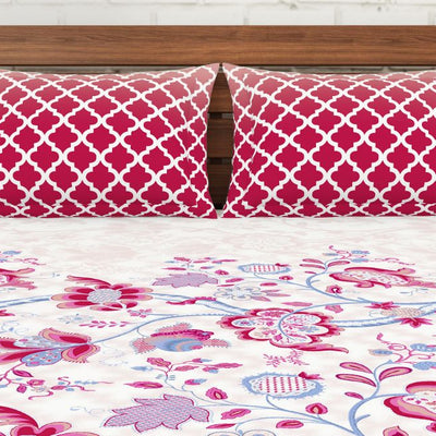 Floral Pink 100% Cotton Queen Fitted Sheet - Atrium By Spaces