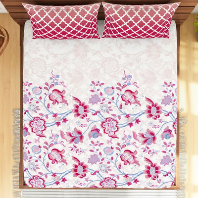 Floral Pink 100% Cotton Queen Fitted Sheet - Atrium By Spaces