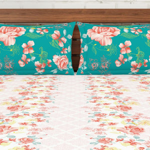 Floral Rose Quartz - Light Pink 100% Cotton Queen Fitted Sheet - Atrium By Spaces