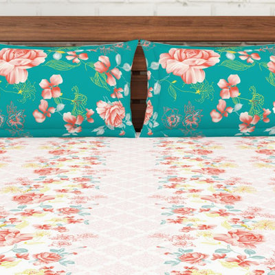 Floral Rose Quartz - Light Pink 100% Cotton Queen Fitted Sheet - Atrium By Spaces