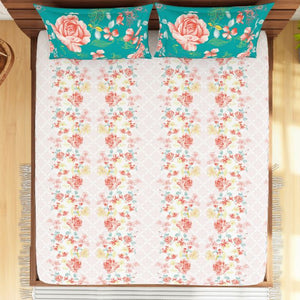 Floral Rose Quartz - Light Pink 100% Cotton Queen Fitted Sheet - Atrium By Spaces