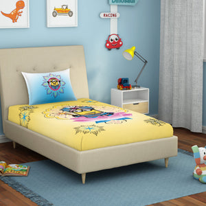 Universal Masala Minions Yellow 100% Cotton Single Bedsheet - By Spaces
