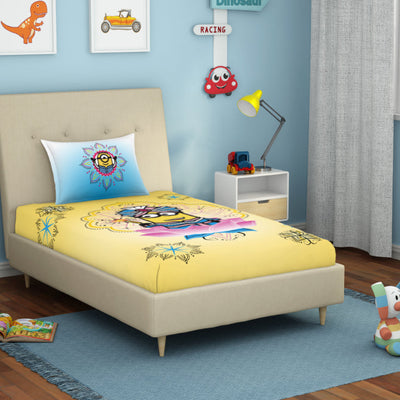 Universal Masala Minions Yellow 100% Cotton Single Bedsheet - By Spaces