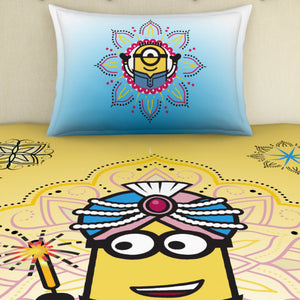 Universal Masala Minions Yellow 100% Cotton Single Bedsheet - By Spaces