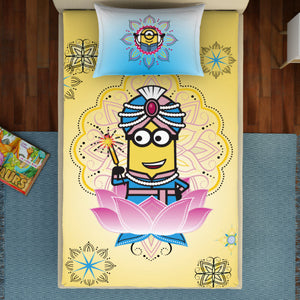 Universal Masala Minions Yellow 100% Cotton Single Bedsheet - By Spaces