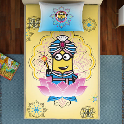Universal Masala Minions Yellow 100% Cotton Single Bedsheet - By Spaces