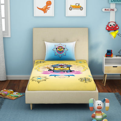 Universal Masala Minions Yellow 100% Cotton Single Bedsheet - By Spaces