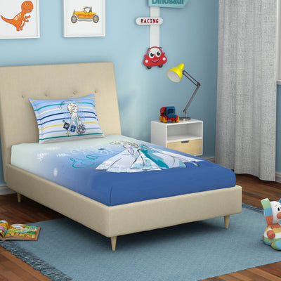 Disney Frozen Light Blue 100% Cotton Single Bedsheet - By Spaces