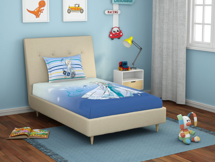 Disney Frozen Light Blue 100% Cotton Single Bedsheet - By Spaces