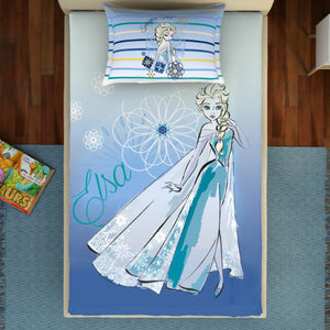 Disney Frozen Light Blue 100% Cotton Single Bedsheet - By Spaces