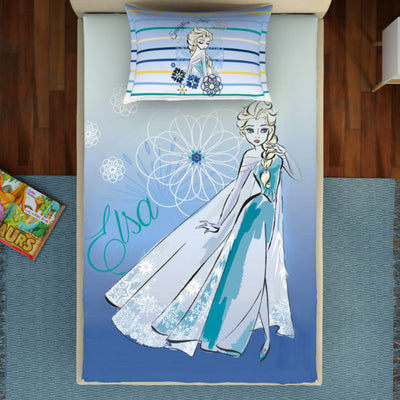 Disney Frozen Light Blue 100% Cotton Single Bedsheet - By Spaces
