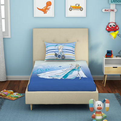 Disney Frozen Light Blue 100% Cotton Single Bedsheet - By Spaces