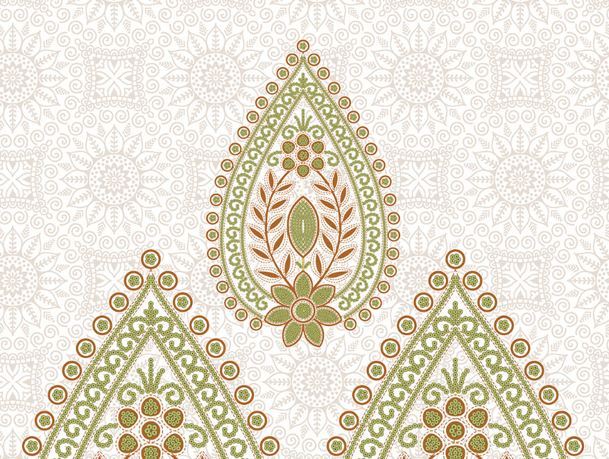 Ornate Palm - Light Green 100% Cotton Single Bedsheet - Atrium By Spaces