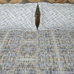 Geometric Ink Blue - Dark Blue 100% Cotton Double Bedsheet - Atrium Plus By Spaces