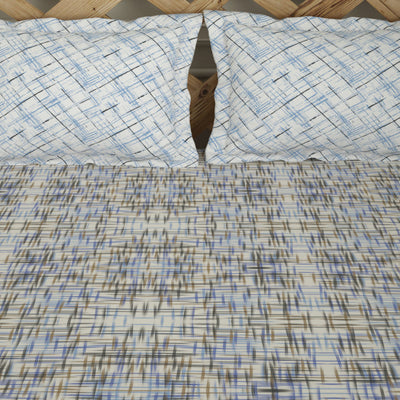 Geometric Ink Blue - Dark Blue 100% Cotton Double Bedsheet - Atrium Plus By Spaces