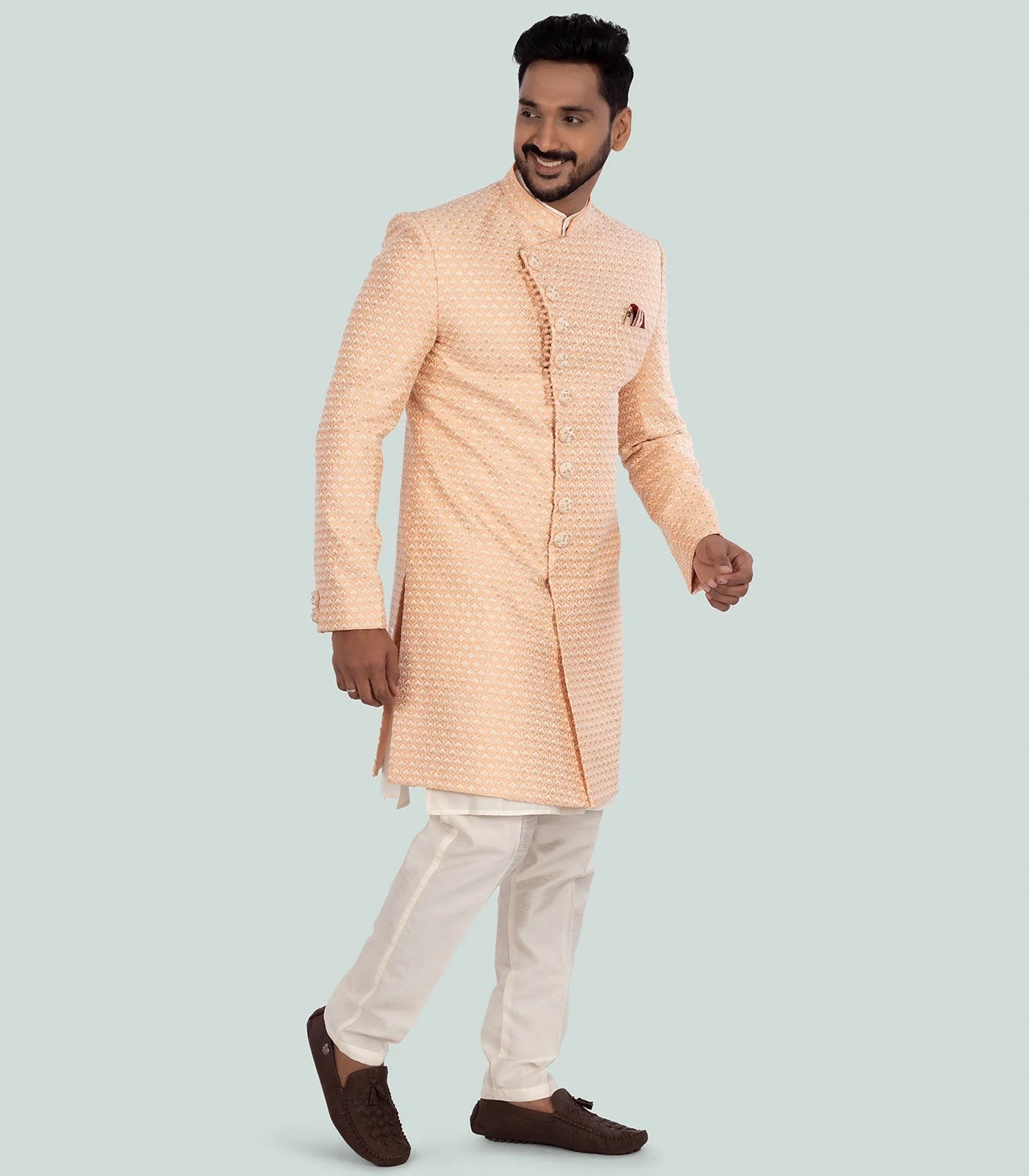 Peach Indo Western Set-Peach-42