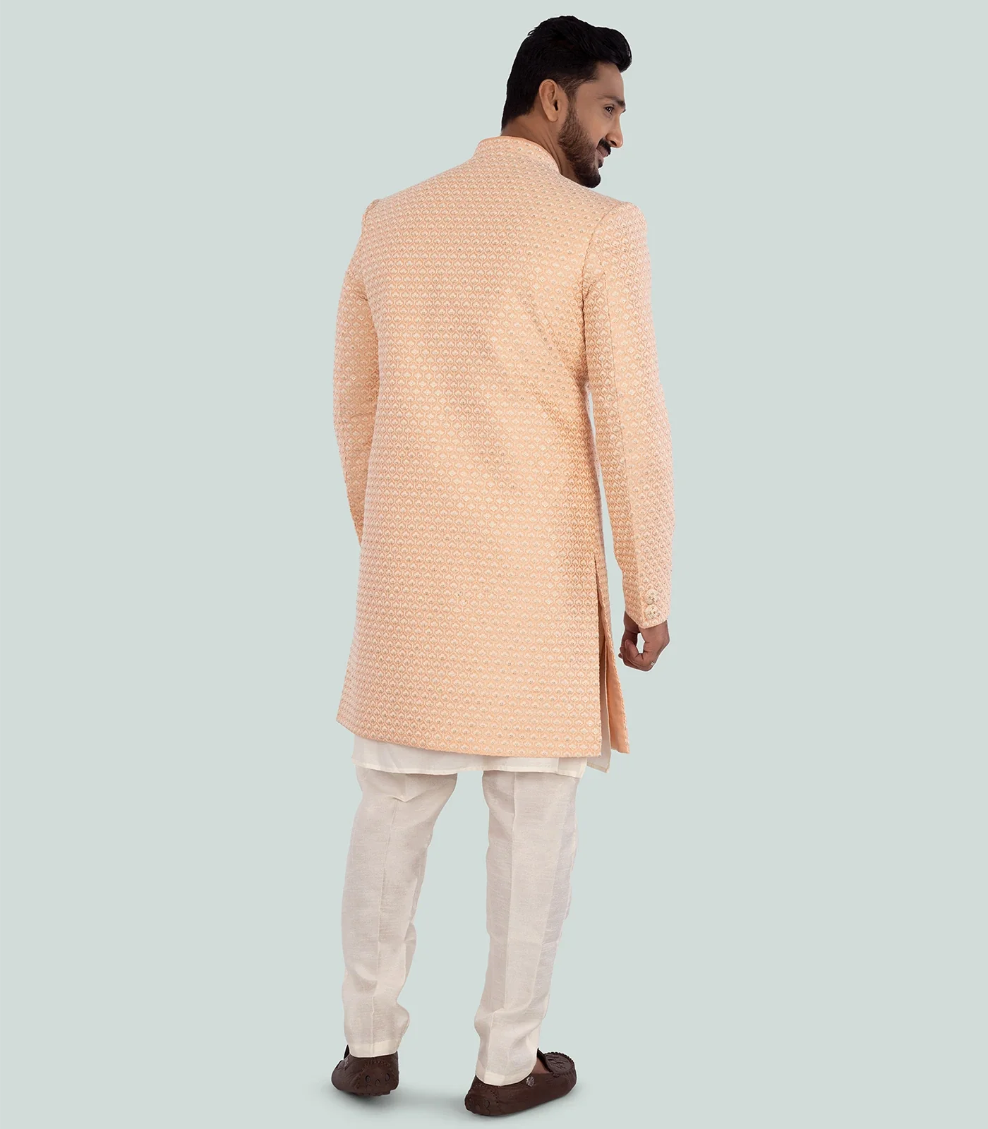 Peach Indo Western Set-Peach-42