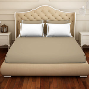 Solid Taupe - Brown 100% Cotton King Size Bedsheet - Hygro By Spaces