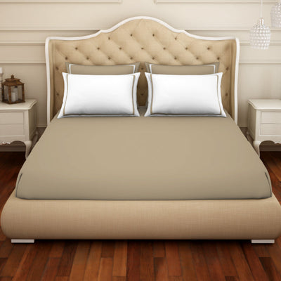 Solid Taupe - Brown 100% Cotton King Size Bedsheet - Hygro By Spaces