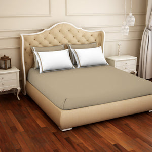 Solid Taupe - Brown 100% Cotton King Size Bedsheet - Hygro By Spaces