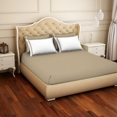 Solid Taupe - Brown 100% Cotton King Size Bedsheet - Hygro By Spaces
