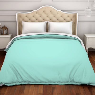 Solid Aqua Green/Whit - Light Green 100% Cotton Shell Double Quilt / AC Comforter - Hygro By Spaces