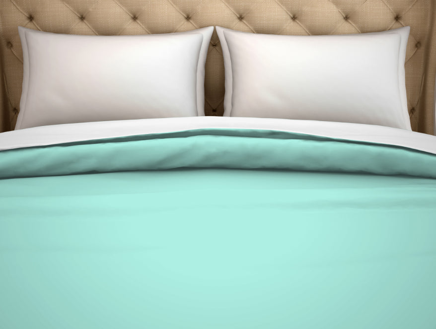Solid Aqua Green/Whit - Light Green 100% Cotton Shell Double Quilt / AC Comforter - Hygro By Spaces