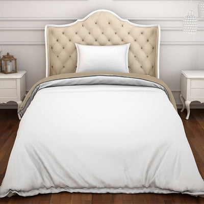 Solid White/Taupe 100% Cotton Shell Single Quilt / AC Comforter - Hygro By Spaces