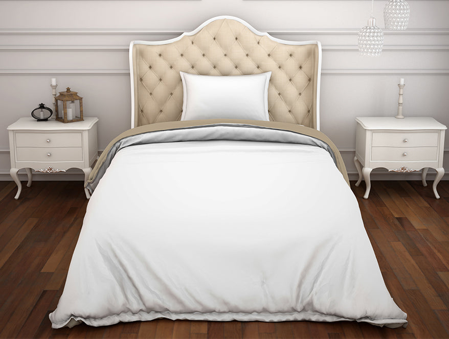 Solid White/Taupe 100% Cotton Shell Single Quilt / AC Comforter - Hygro By Spaces