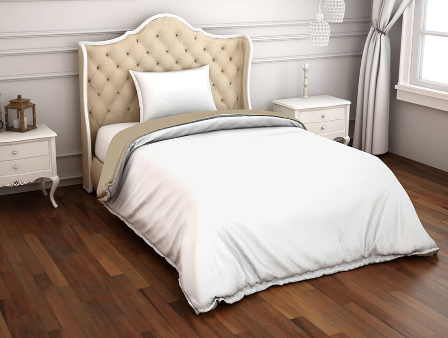 Solid White/Taupe 100% Cotton Shell Single Quilt / AC Comforter - Hygro By Spaces