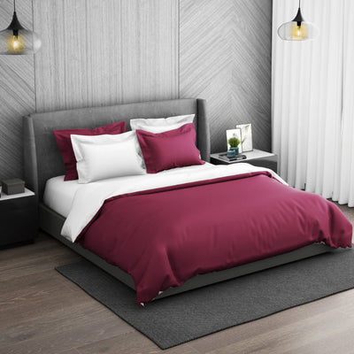 Solid Sangaria - Dark Violet 100% Cotton Double Duvet Cover - Hygro By Spaces