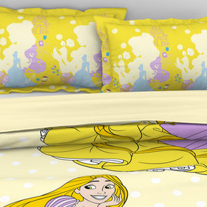 Disney Princess Yellow 100% Cotton Double Bedsheet - By Spaces