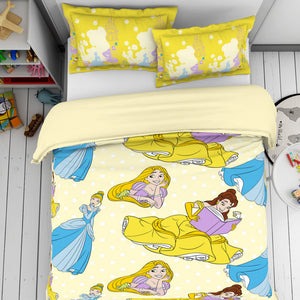 Disney Princess Yellow 100% Cotton Double Bedsheet - By Spaces