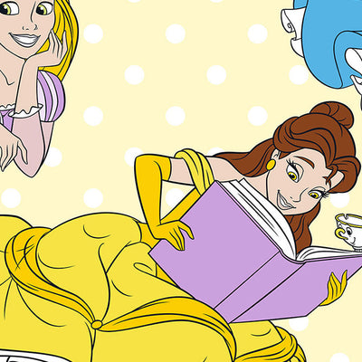 Disney Princess Yellow 100% Cotton Double Bedsheet - By Spaces