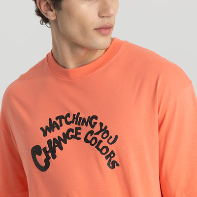 Watching You Orange Oversized T-Shirt