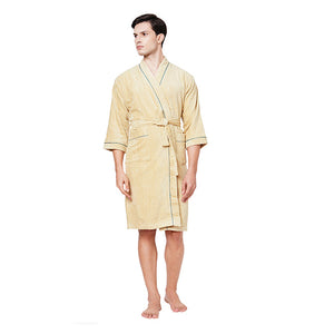 Dark Green/Teal-Dark Blue 1 Piece 100% Cotton Bath Robe - Exotica By Spaces-1054801