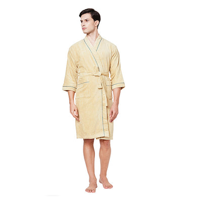 Dark Green/Teal-Dark Blue 1 Piece 100% Cotton Bath Robe - Exotica By Spaces-1054801