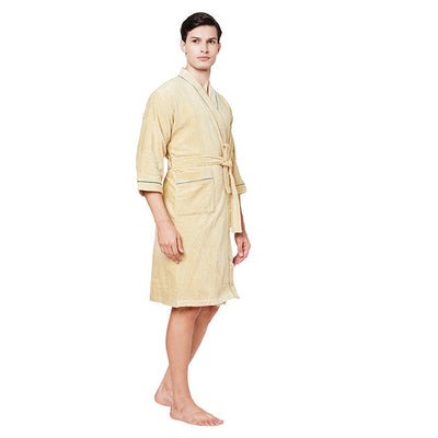 Dark Green/Teal-Dark Blue 1 Piece 100% Cotton Bath Robe - Exotica By Spaces-1054801