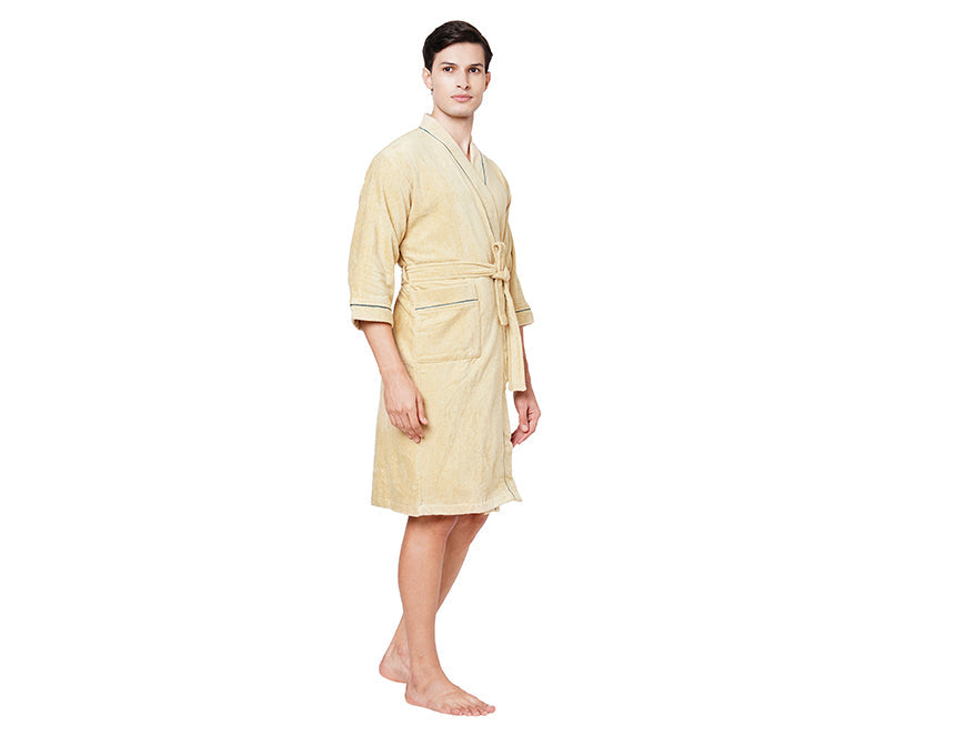 Dark Green/Teal-Dark Blue 1 Piece 100% Cotton Bath Robe - Exotica By Spaces-1054801