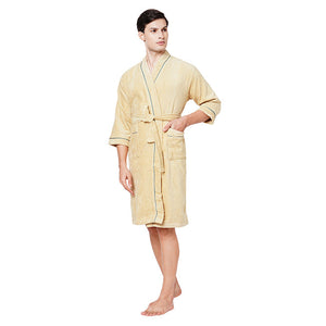 Dark Green/Teal-Dark Blue 1 Piece 100% Cotton Bath Robe - Exotica By Spaces-1054801