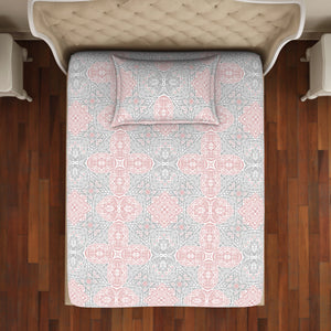 Ornate Orange/Sage Cotton Rich Single Bedsheet - 2-In-1 By Welspun
