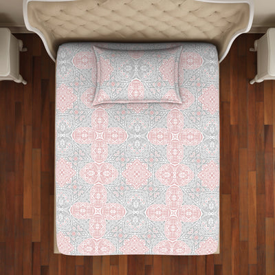 Ornate Orange/Sage Cotton Rich Single Bedsheet - 2-In-1 By Welspun