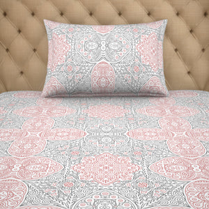 Ornate Orange/Sage Cotton Rich Single Bedsheet - 2-In-1 By Welspun