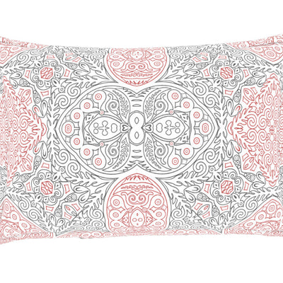 Ornate Orange/Sage Cotton Rich Single Bedsheet - 2-In-1 By Welspun