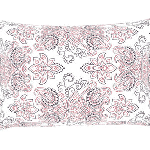 Ornate Slate/Red - Grey Cotton Rich Single Bedsheet - 2-In-1 By Welspun