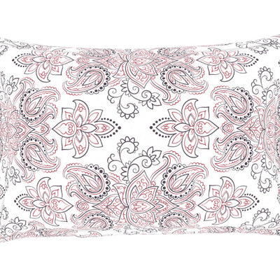 Ornate Slate/Red - Grey Cotton Rich Single Bedsheet - 2-In-1 By Welspun